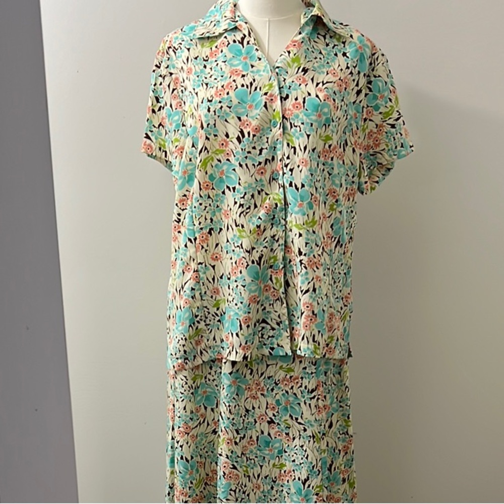 Southern Lady Green Blue Maxi‎ A-Line Skirt for Casual Resort Wear